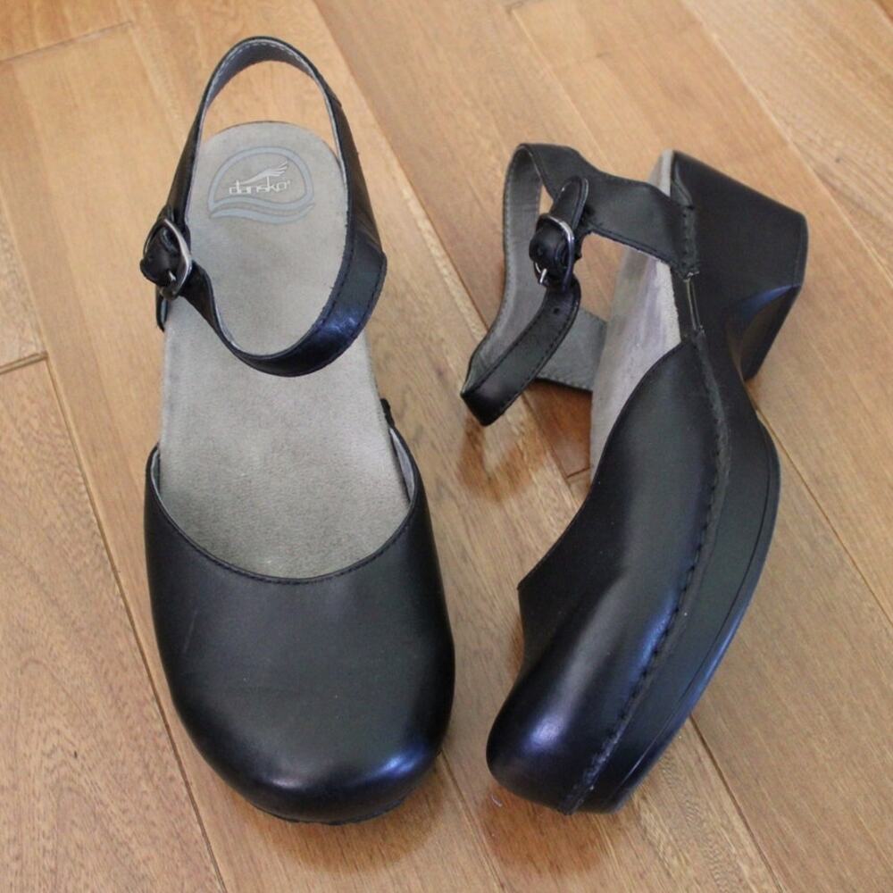Dansko Sam Mary Jane Style Comfort Heels Shoes Black Leather 41